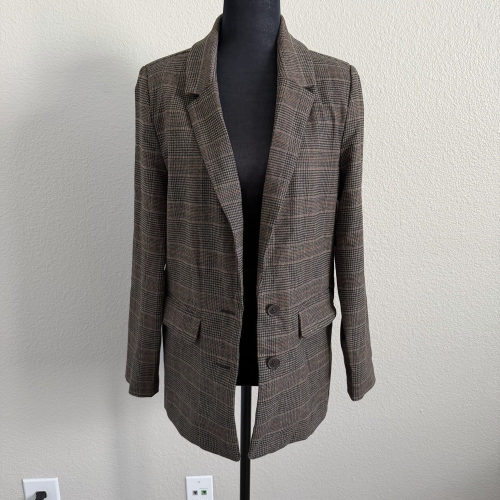 Old Navy Women's XS Plaid Jacket Preppy Boyfriend Blazer Old Money Stretch NWT